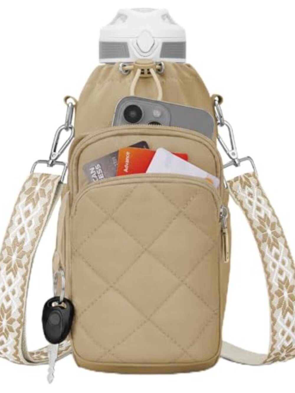 Insulated Water Bottle Crossbody Bag with RFID Blocking for 20-40 oz Tumblers